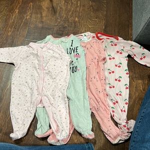 4 pairs of 3-6 month cotton girl pajamas